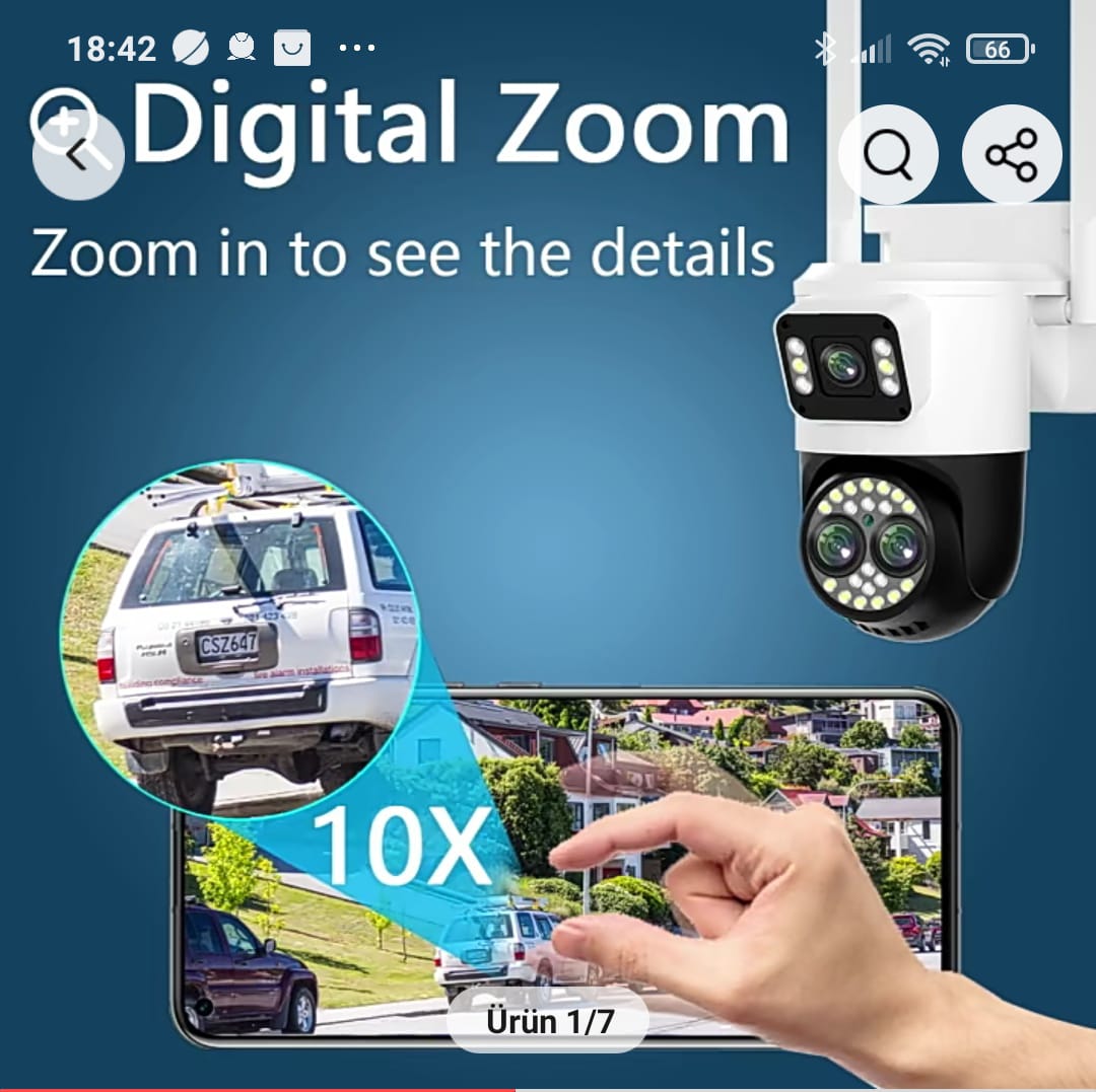 çift kameralı 10x zoom lu yoosee uygulamalı dış iç mekan 4 mp wifi kamera